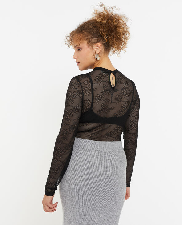 Top manches longues en dentelle noir - Pimkie
