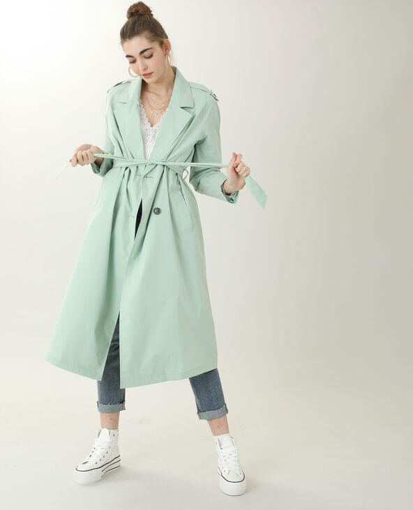 Trench long vert de gris - Pimkie