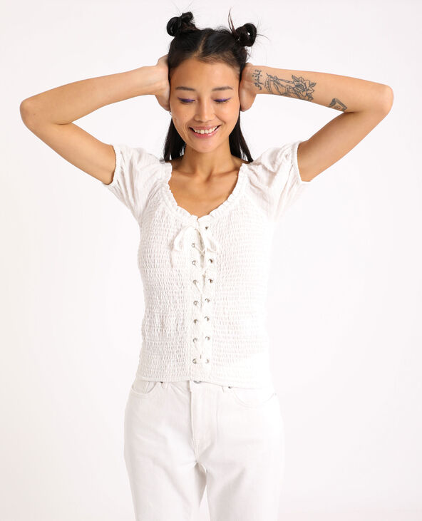 Top à lacets blanc - Pimkie