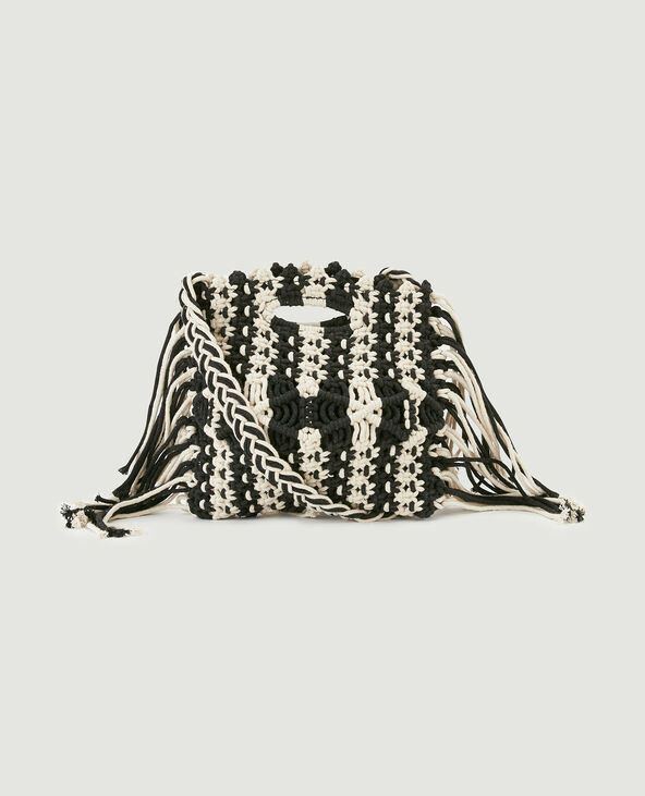 Sac besace crochet et franges noir - Pimkie