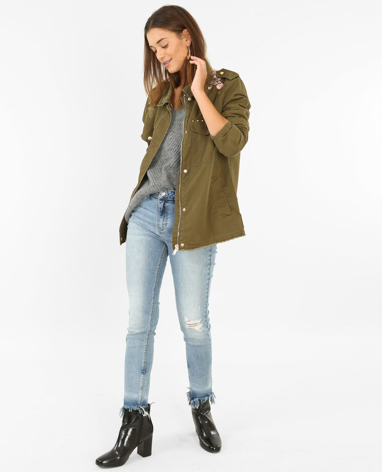 Veste brodée vert kaki - Pimkie