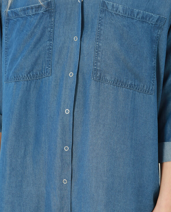 Robe chemise à perles bleu foncé - Pimkie