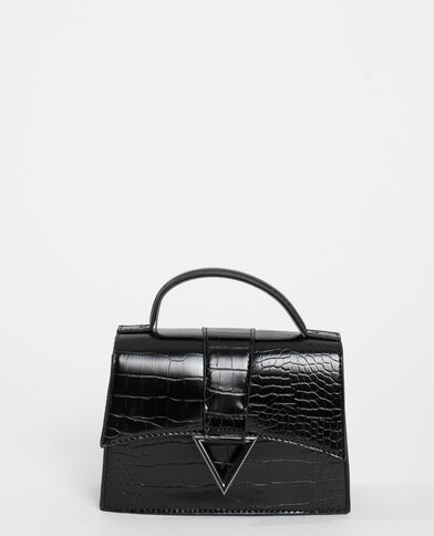 Sac boxy effet croco noir - Pimkie