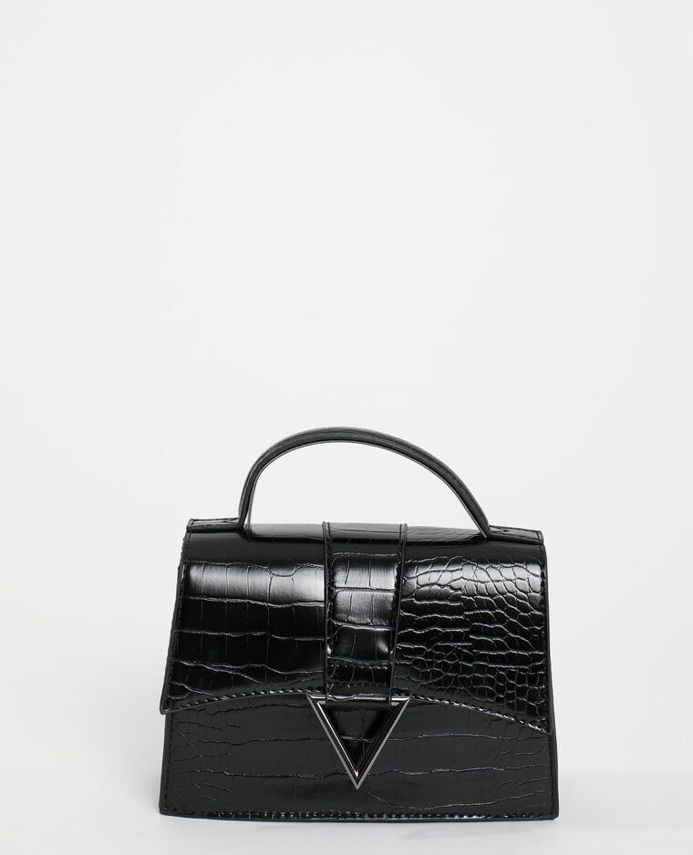 Sac boxy effet croco noir - Pimkie