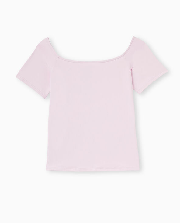 T-shirt encolure Bardot Rose poudré - Pimkie