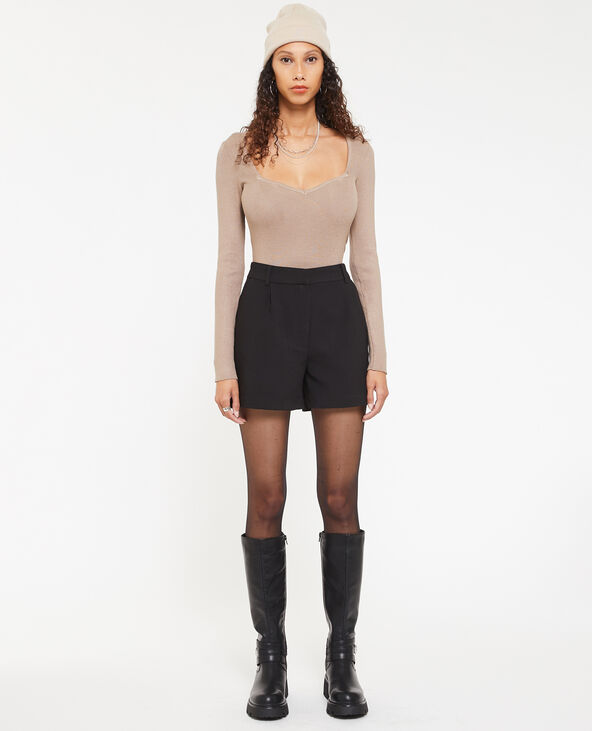 Short taille haute avec pinces noir - Pimkie