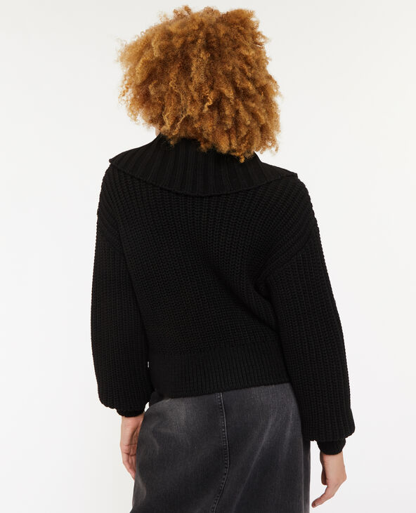 Gilet zippé en grosse maille noir - Pimkie