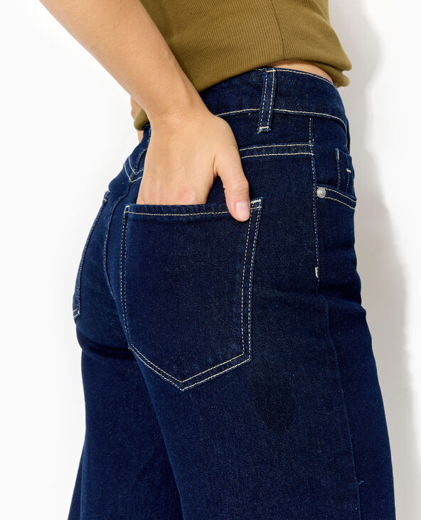 Jean wide taille hautes avec bas coupés bleu - Pimkie