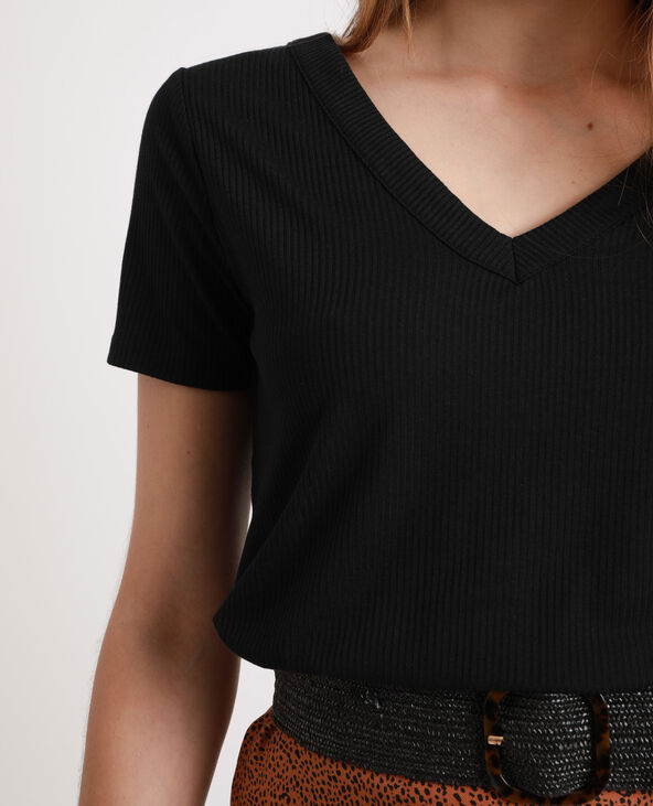 T-shirt boutonné noir - Pimkie