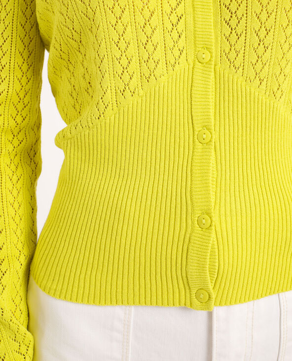 Gilet maille fantaisie vert anis - Pimkie