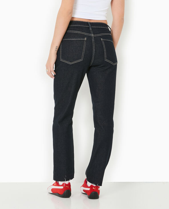 Jean droit taille regular avec bas coupés bleu - Pimkie