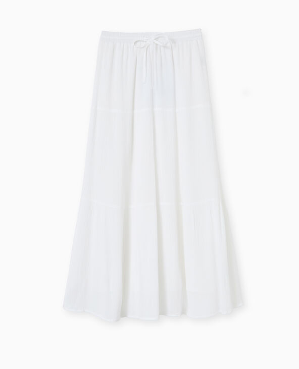 Jupon long à étages avec ceinture élastiquée blanc - Pimkie