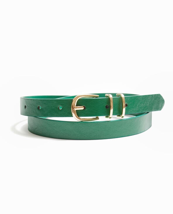 Ceinture fine avec boucle dorée vert foncé - Pimkie