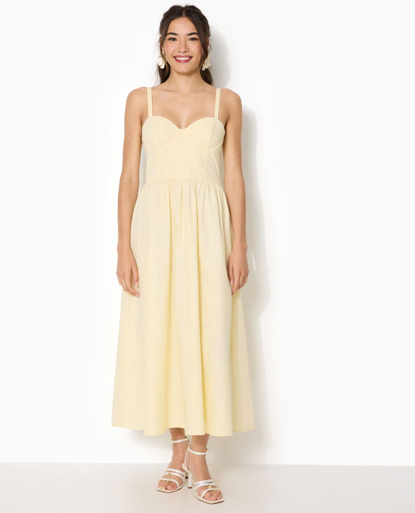 Robe longue encolure balconnet jaune - Pimkie