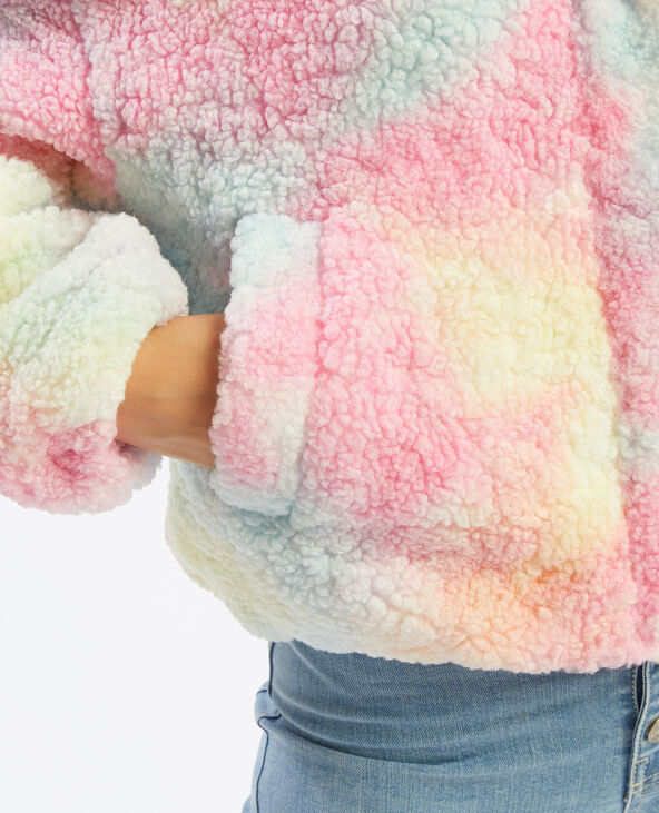 Veste multicolore effet bouclette gris clair - Pimkie