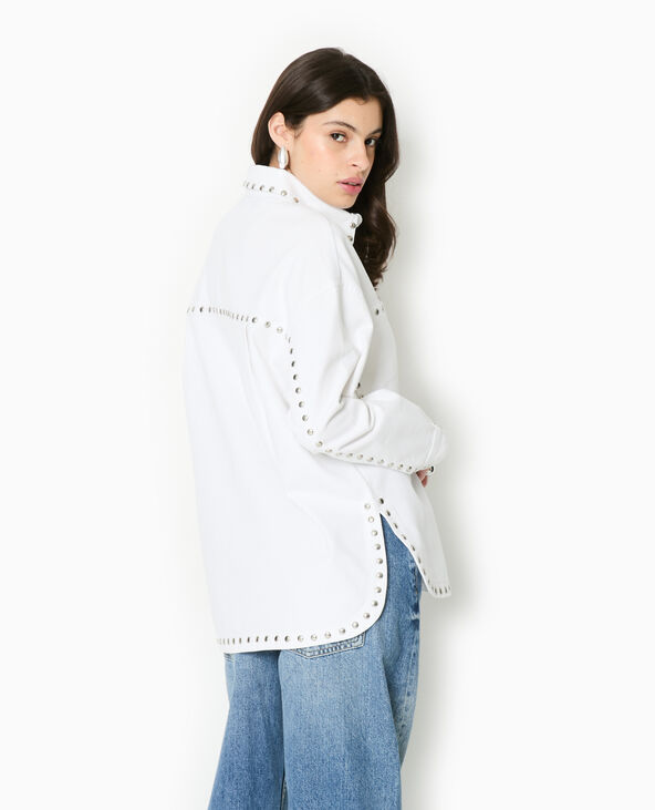 Veste oversize en toile avec clous blanc - Pimkie