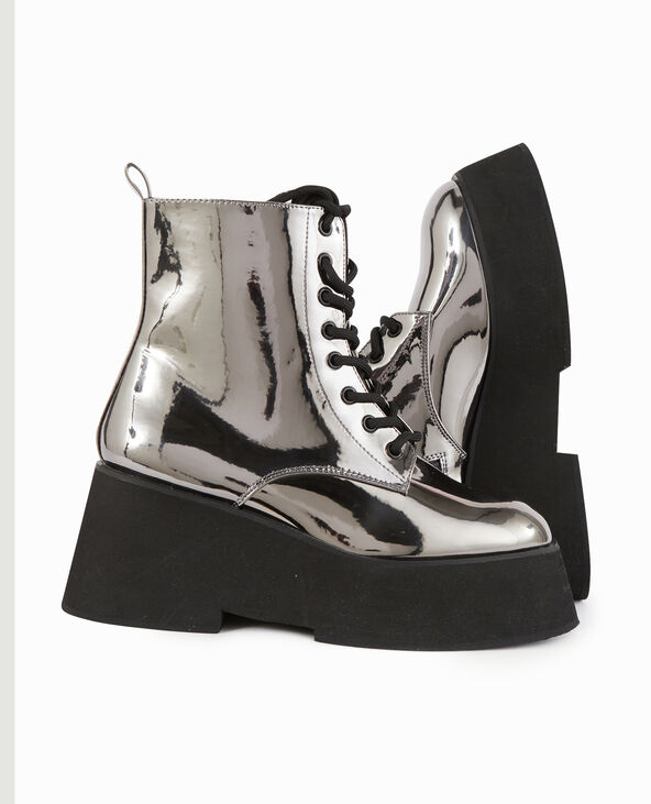 Bottines argent effet miroir semelles compensées argenté - Pimkie