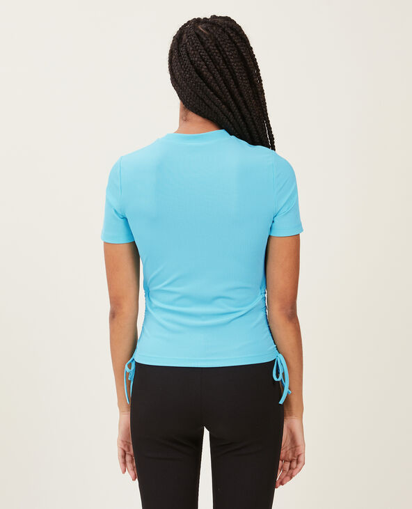 Top maille côtelée avec nœud bleu turquoise - Pimkie