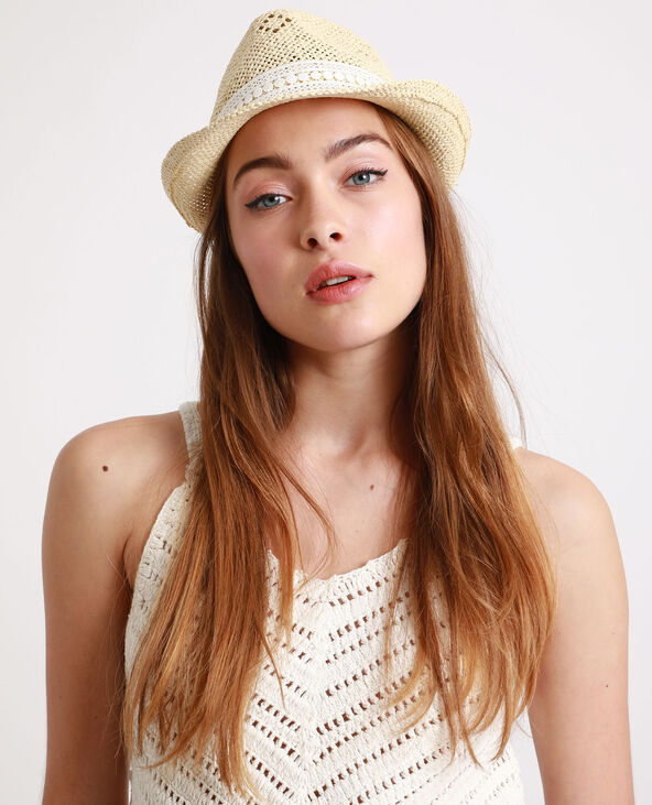 Chapeau en paille écru - Pimkie
