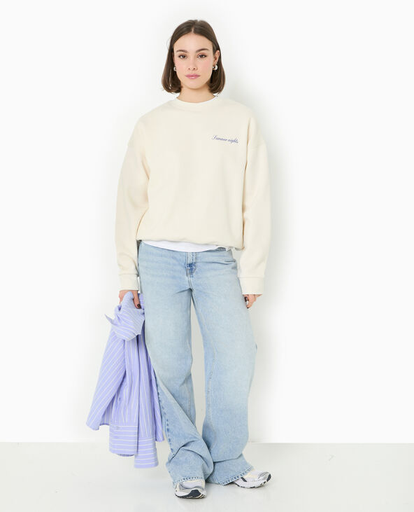 Sweat col rond avec print poitrine et dos blanc - Pimkie