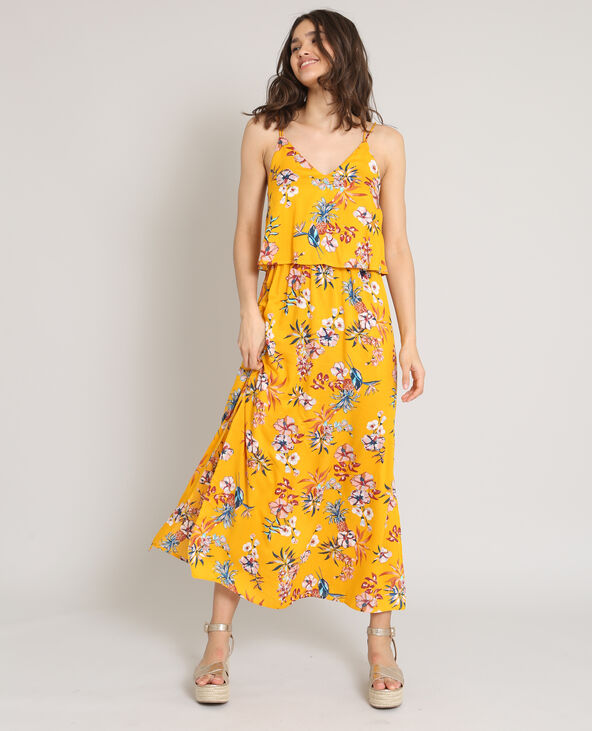 Robe longue à fleurs orange - Pimkie