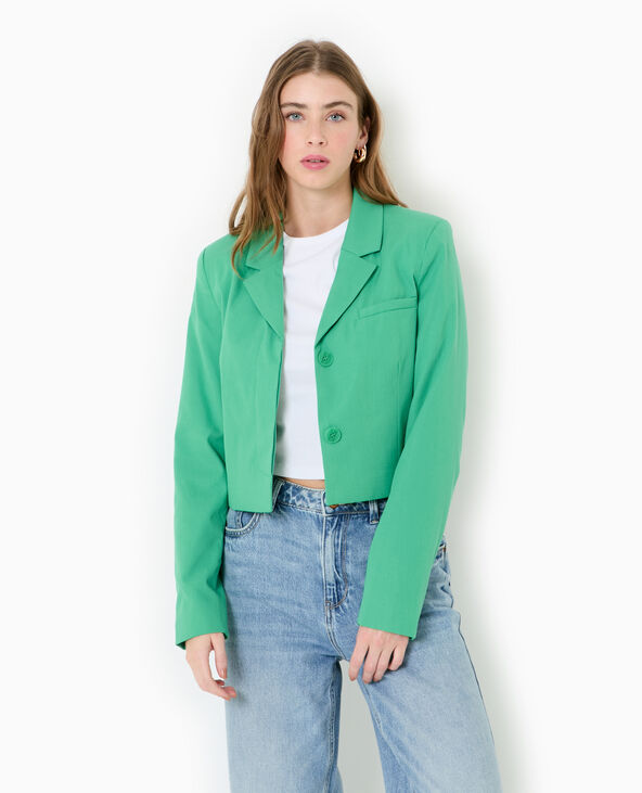 Veste courte avec boutons sous patte vert - Pimkie