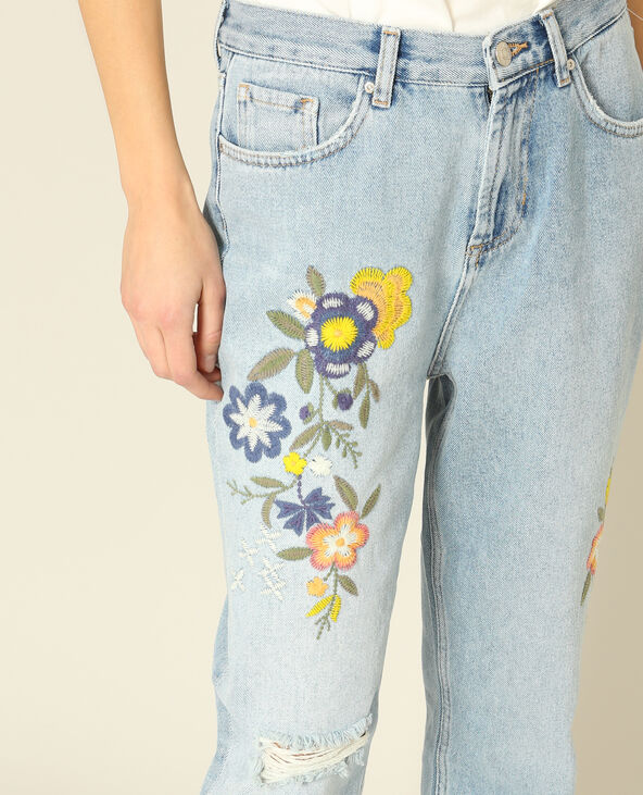 Jean mom brodé bleu - Pimkie