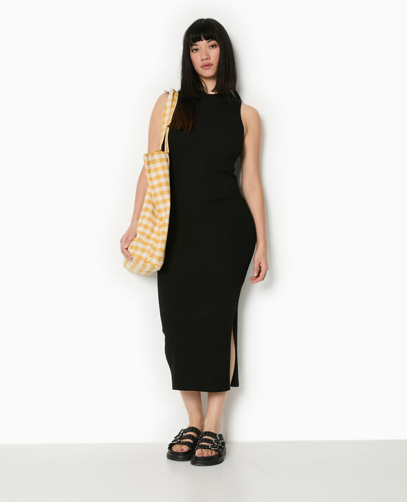 Robe longue et moulante en maille côtelée noir - Pimkie