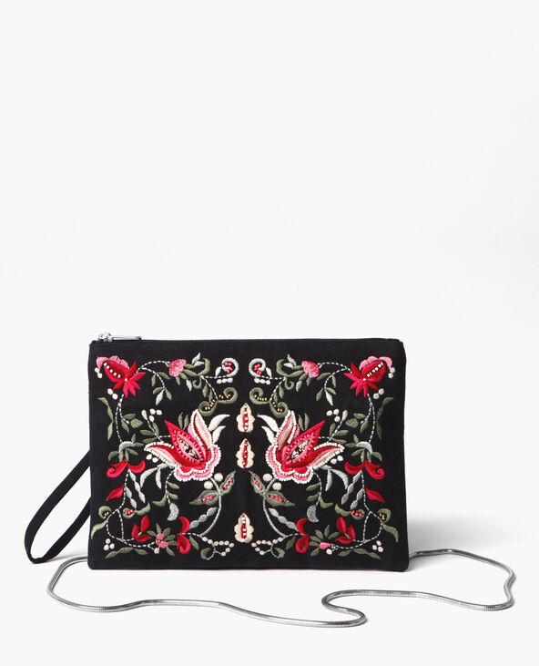 Sac pochette brodée noir - Pimkie