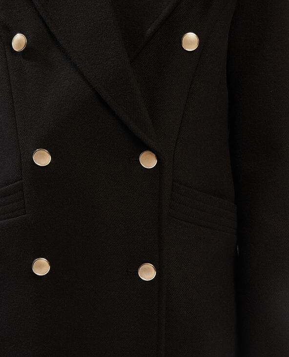 Manteau drap de laine ajusté noir - Pimkie