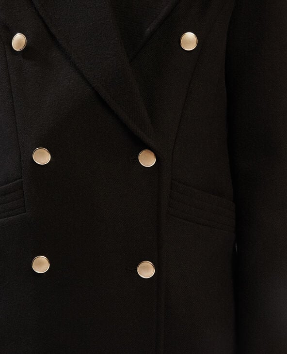 Manteau drap de laine ajusté noir - Pimkie