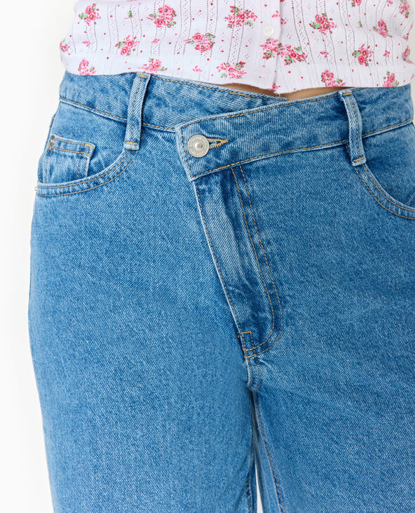 Jean straight taille croisée bleu - Pimkie