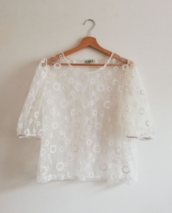 Top en organza blanc - Pimkie