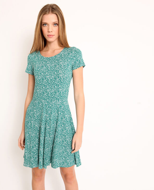 Robe à fleurs vert foncé - Pimkie