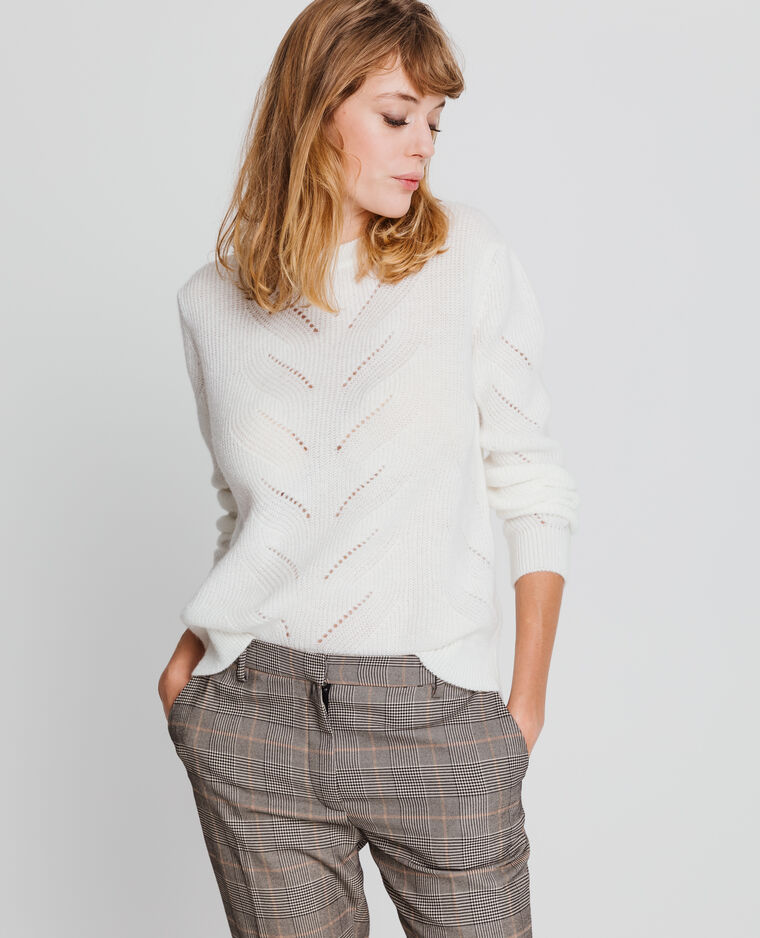 Pull En Maille Ajouree Blanc Casse a09 Pimkie