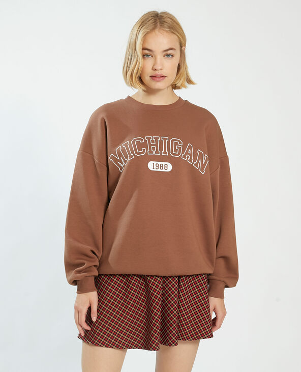 Sweat oversize Michigan marron - Pimkie