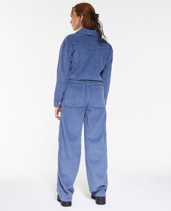 Combinaison pantalon en velours bleu - Pimkie