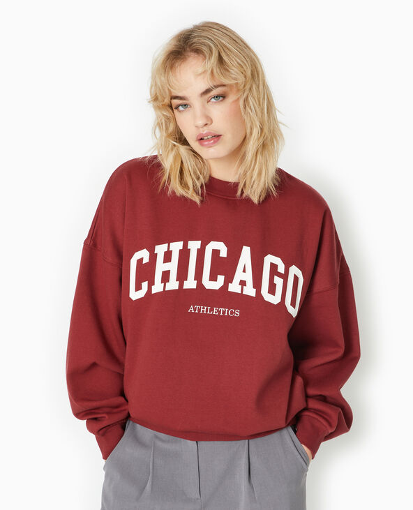 Sweat oversize avec print CHICAGO bordeaux - Pimkie