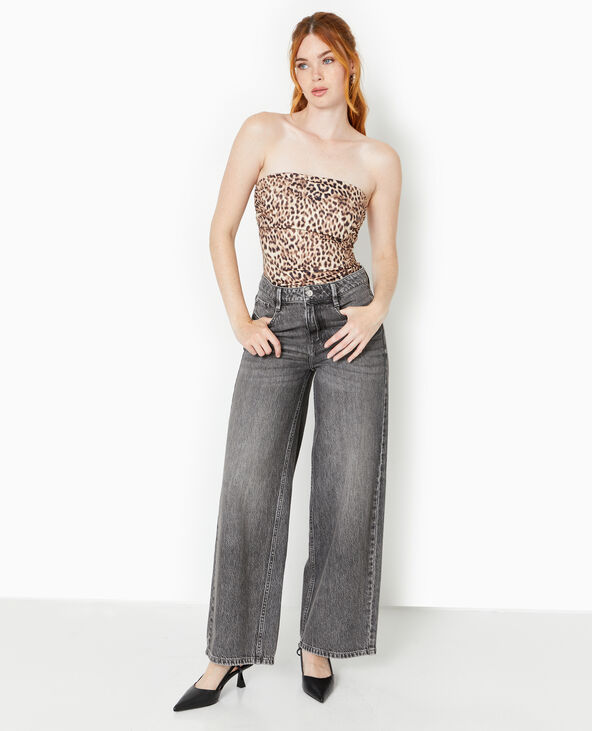 Top bustier avec revers motif léopard camel - Pimkie