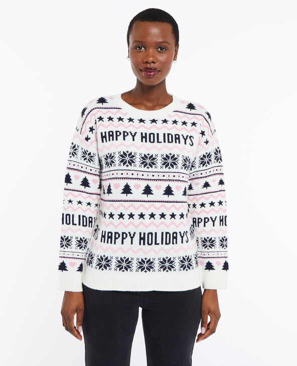 Pull de Noël façon jacquard blanc - Pimkie