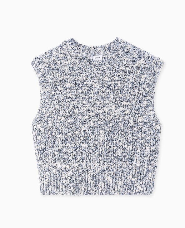 Pull sans manches en maille moulinée bleu - Pimkie