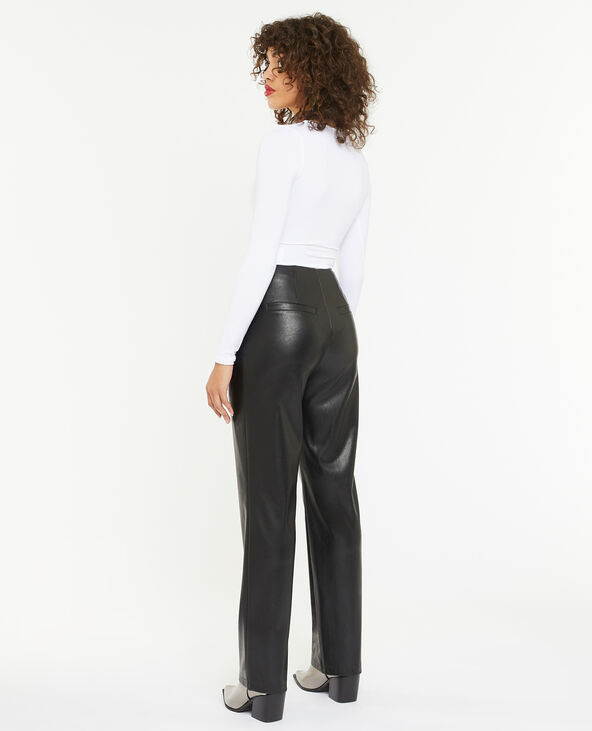 Pantalon droit en simili noir - Pimkie