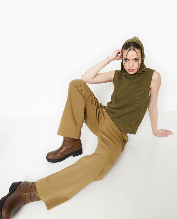 Pull sans manches avec capuche vert kaki - Pimkie