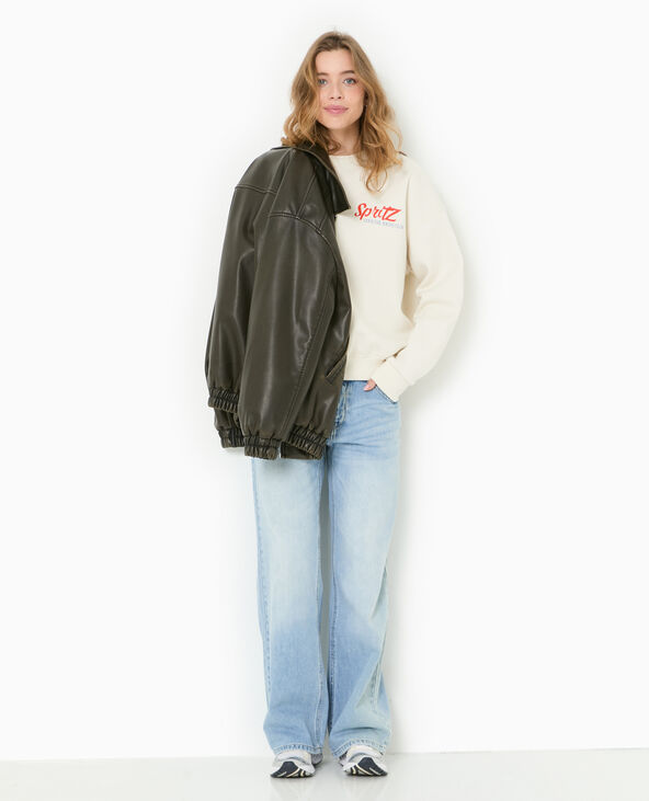 Sweat oversize avec print poitrine et dos blanc - Pimkie