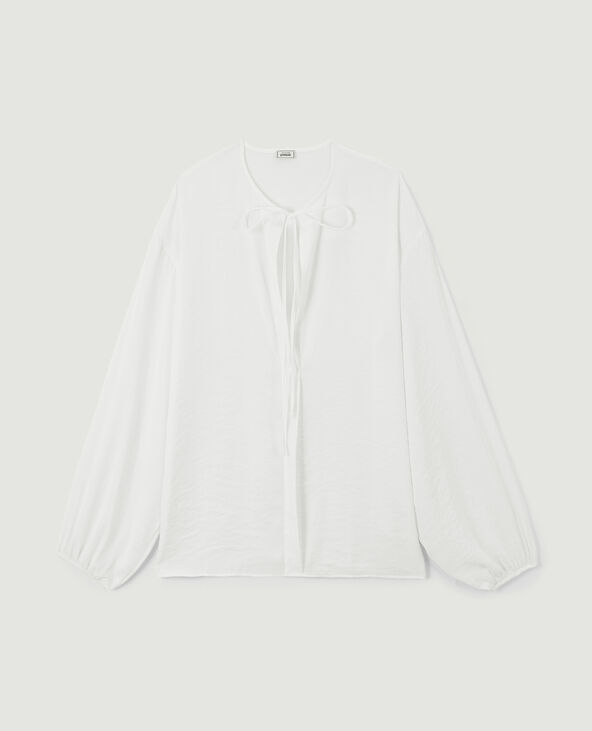 Blouse oversize avec lien à nouer blanc - Pimkie