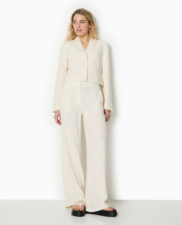 Veste blazer courte avec lin blanc - Pimkie