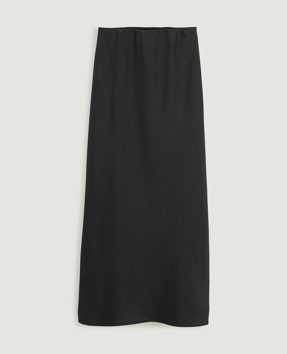 Jupe longue en satin noir - Pimkie