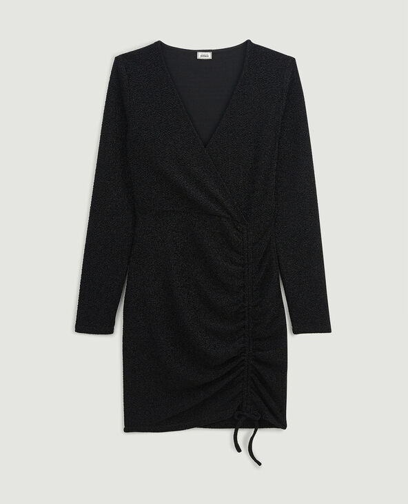 Robe cache-cœur maille lurex noir - Pimkie