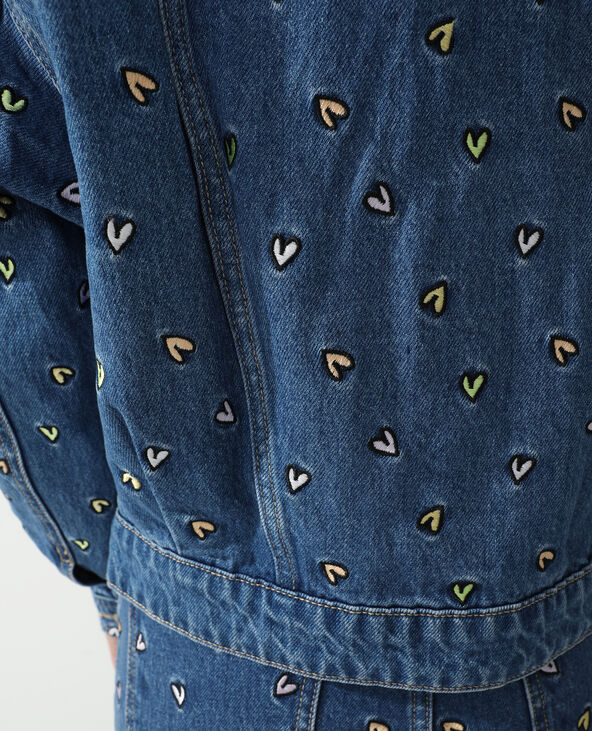 Veste en jean cœurs bleu - Pimkie