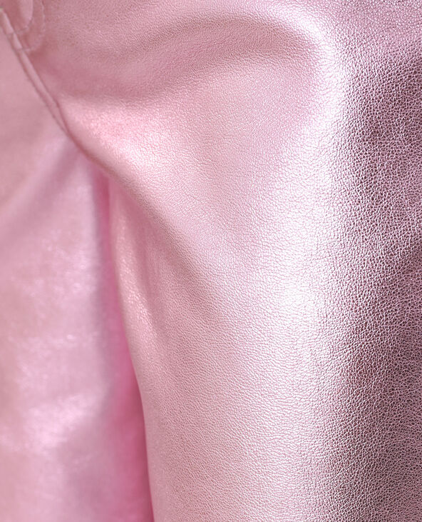 Pantalon droit en cuir synthétique rose - Pimkie